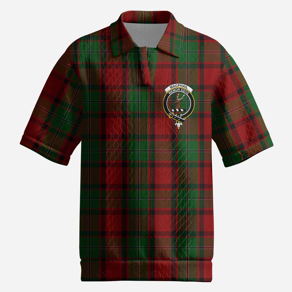 MacPhail (McPhail) Tartan Men’s Polo Sweater Top with Family Crest