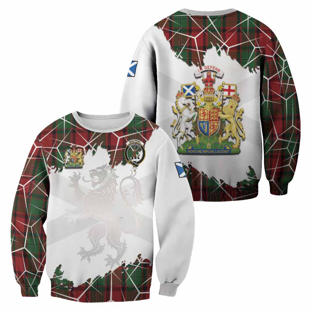 MacPhail (McPhail) Tartan Sweatshirt with Family Crest and Lion Rampant Grunge Style