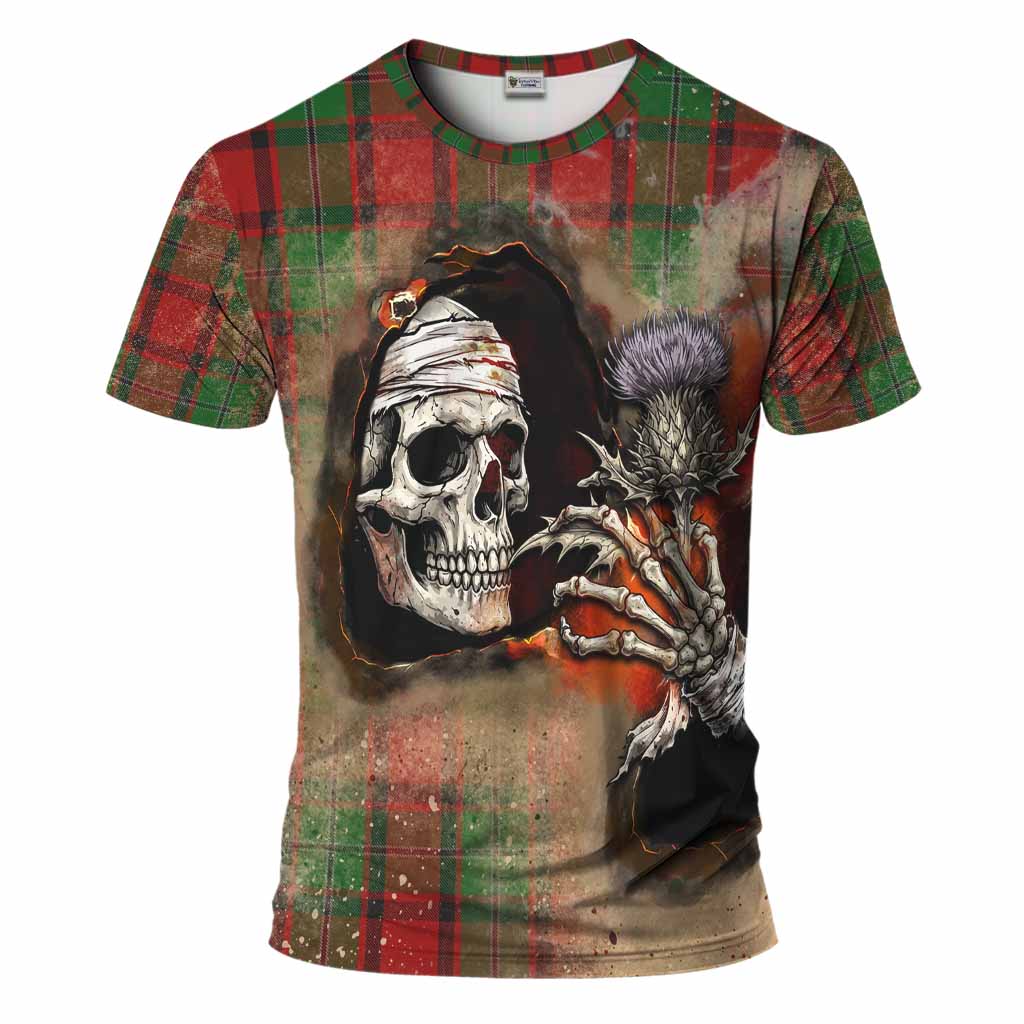 MacPhail (McPhail) Tartan T-Shirt Halloween Skeleton With Thistle Burning Effect Kid's Shirt - Tartan Vibes Clothing