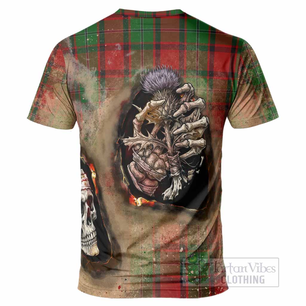 MacPhail (McPhail) Tartan T-Shirt Halloween Skeleton With Thistle Burning Effect - Tartan Vibes Clothing