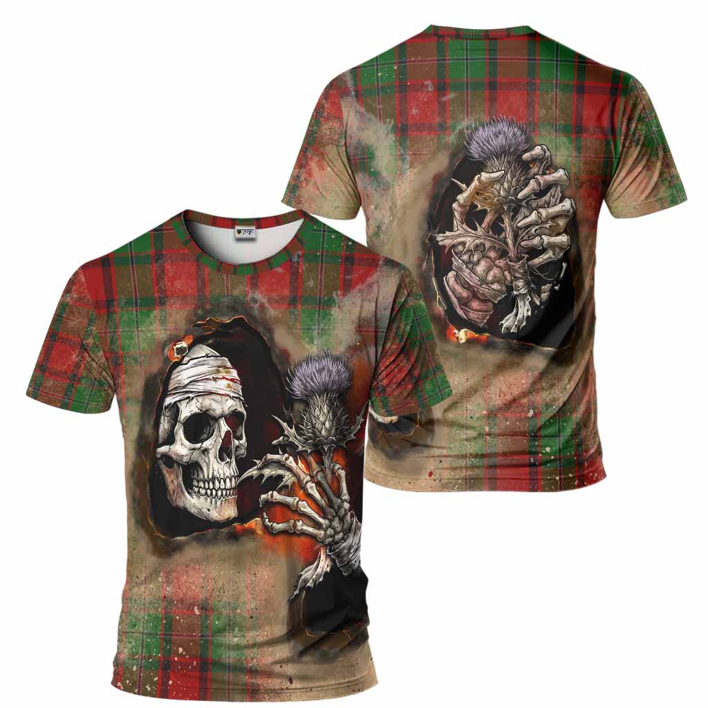 MacPhail (McPhail) Tartan T-Shirt Halloween Skeleton With Thistle Burning Effect - Tartan Vibes Clothing