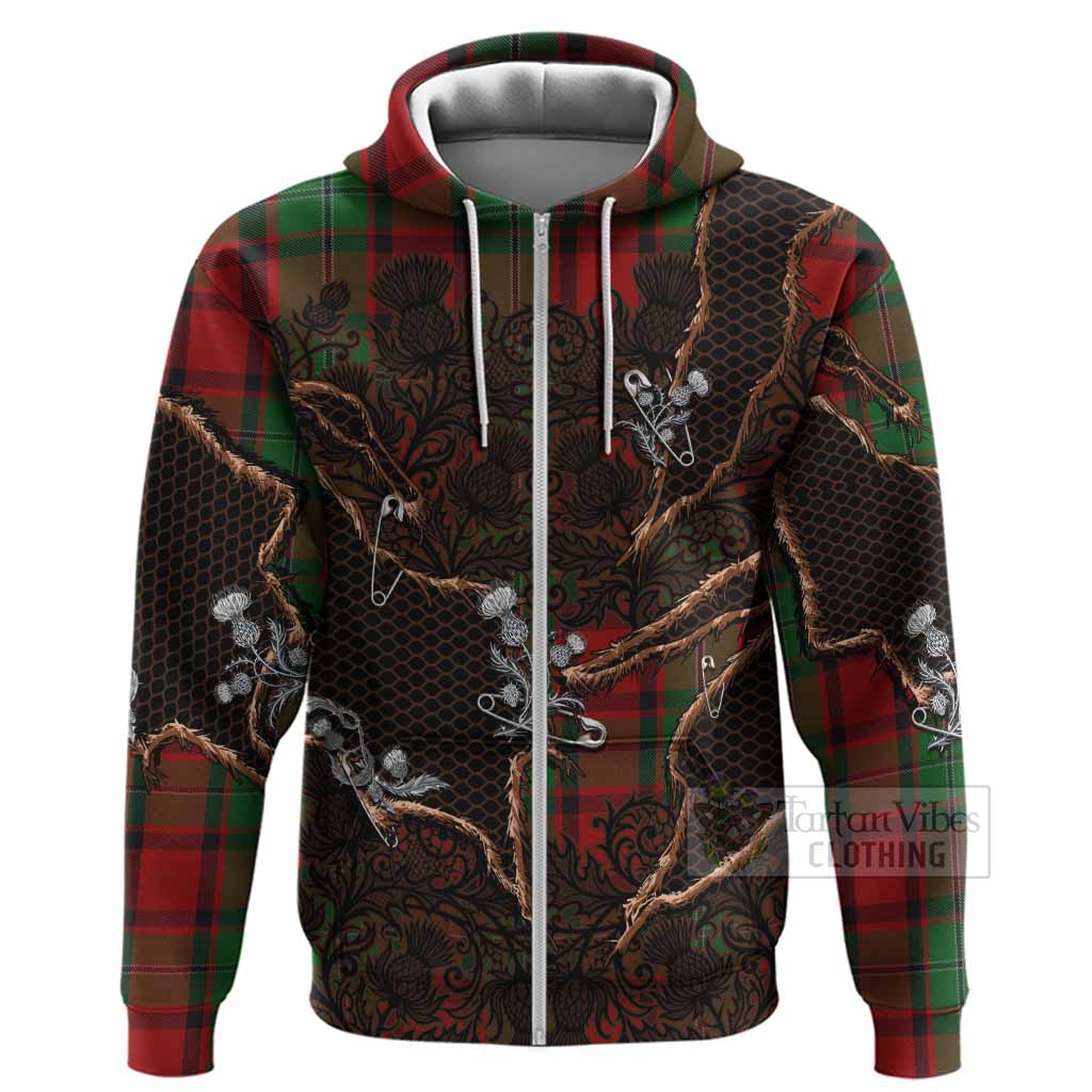 MacPhail (McPhail) Tartan Thistle Dark Gothic Hoodie Zip Hoodie - Tartan Vibes Clothing