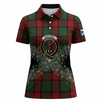 MacPhail (McPhail) Tartan Women Polo Shirt Thistle Scottish Spirit