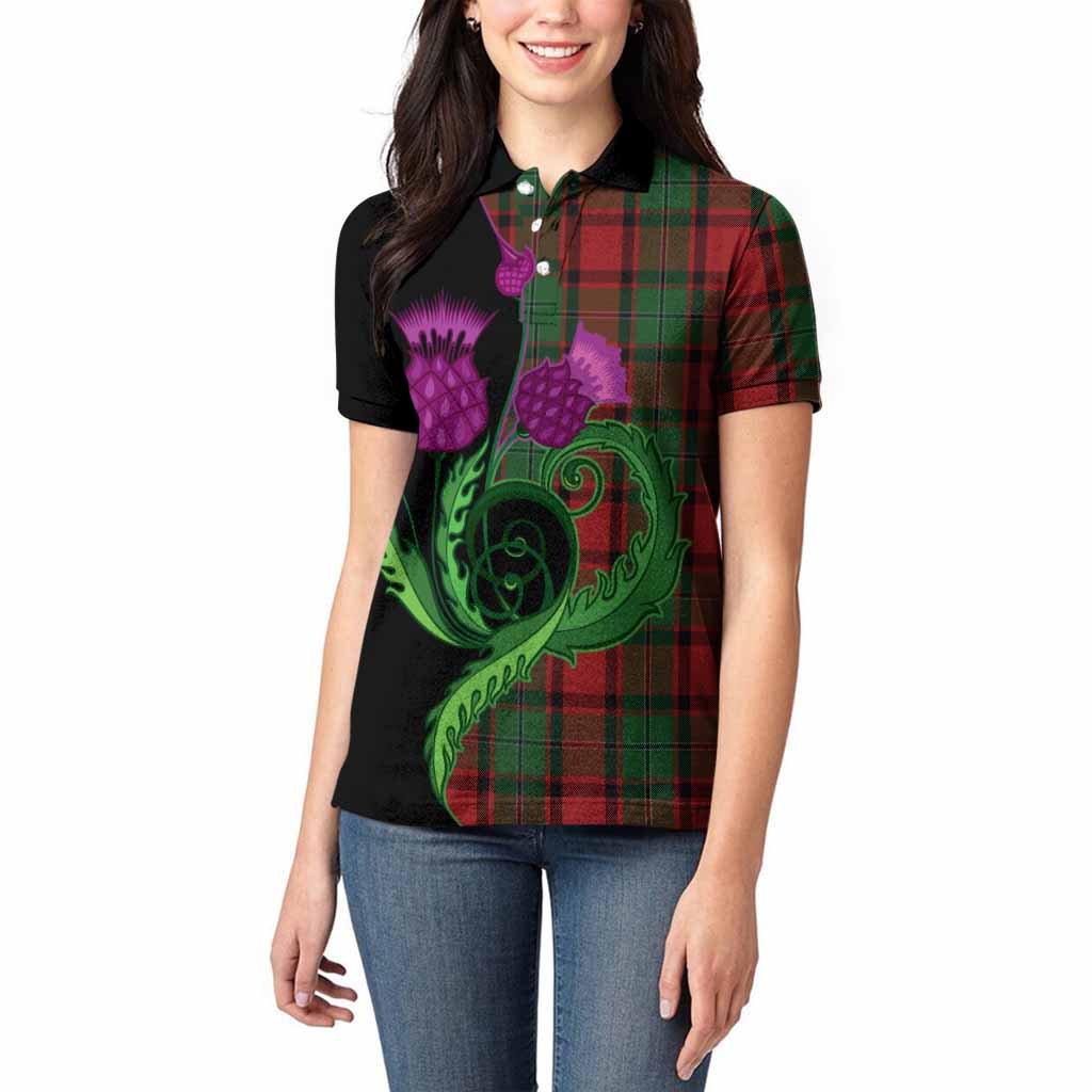 MacPhail (McPhail) Tartan Women Polo Shirt Traditional Scottish Thistle