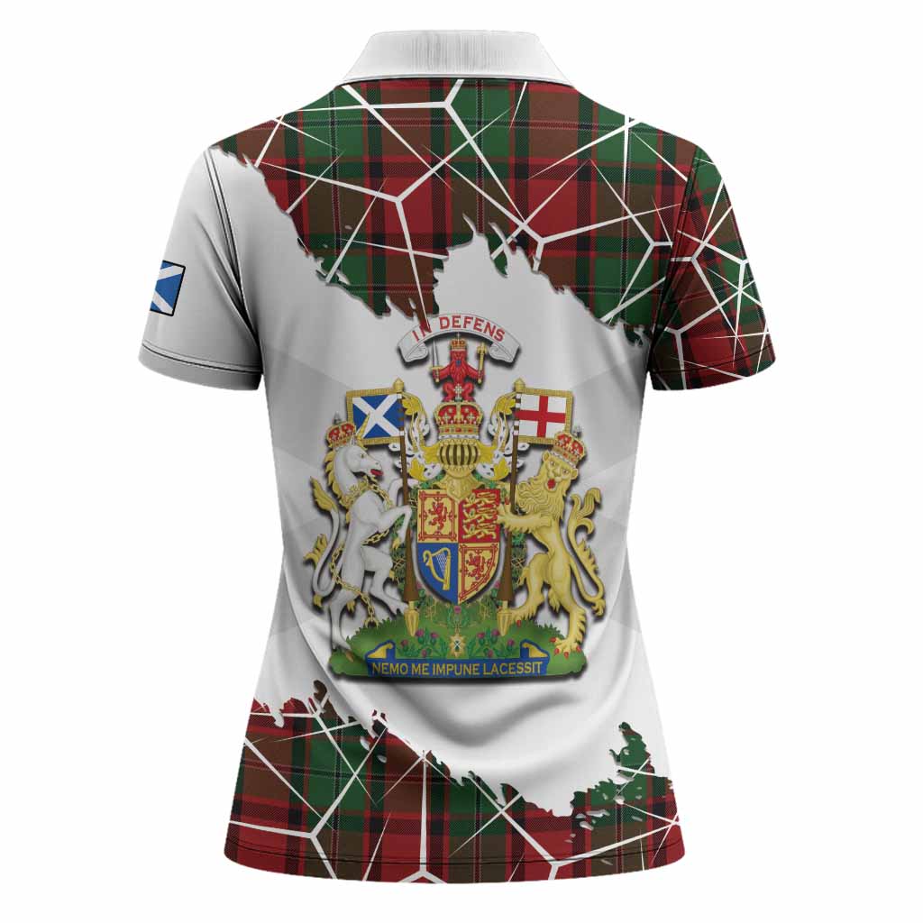 MacPhail (McPhail) Tartan Women Polo Shirt with Family Crest and Lion Rampant Grunge Style