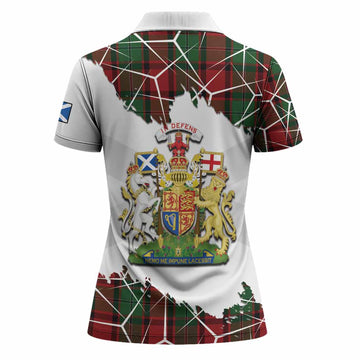 MacPhail (McPhail) Tartan Women Polo Shirt with Family Crest and Lion Rampant Grunge Style
