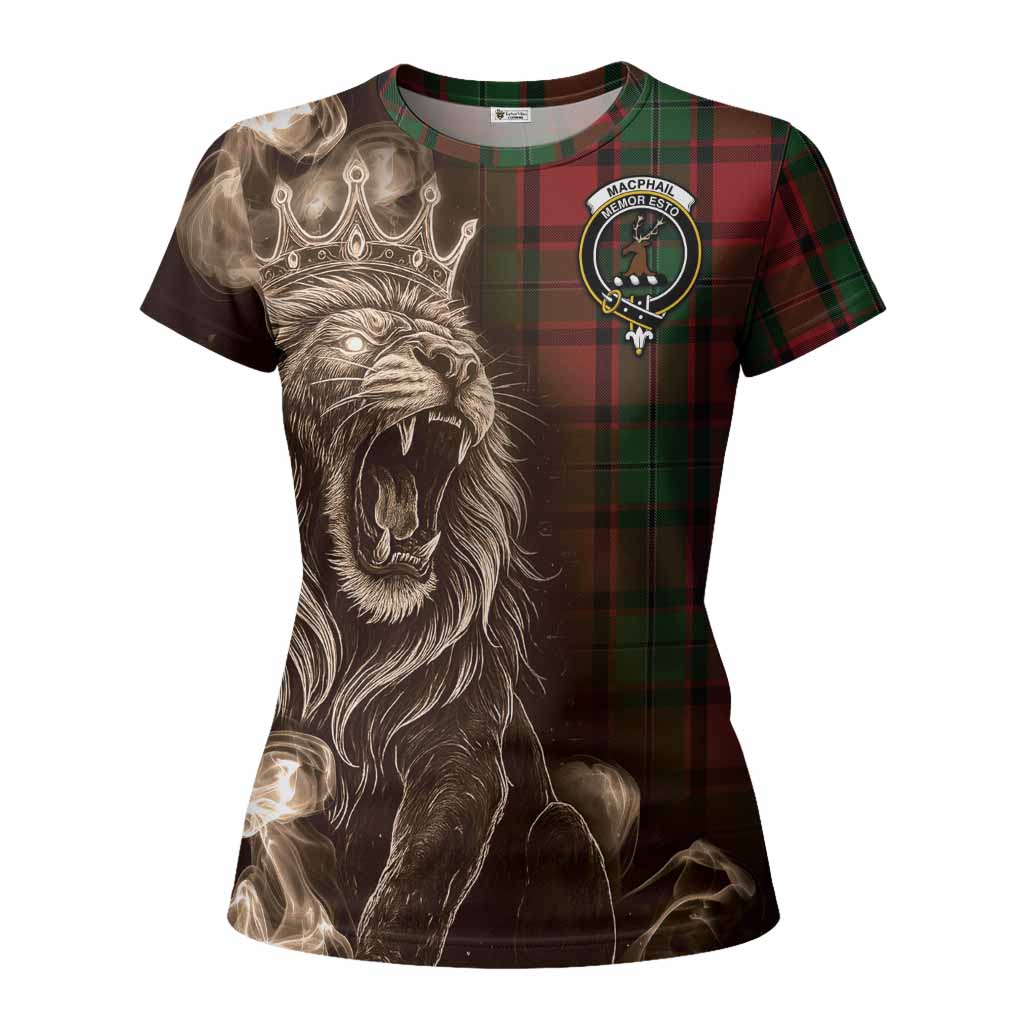 MacPhail (McPhail) Tartan Women T shirt Roaring Lion Heritage