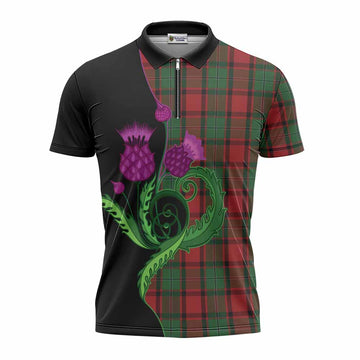 MacPhail (McPhail) Tartan Zipper Polo Shirt Traditional Scottish Thistle