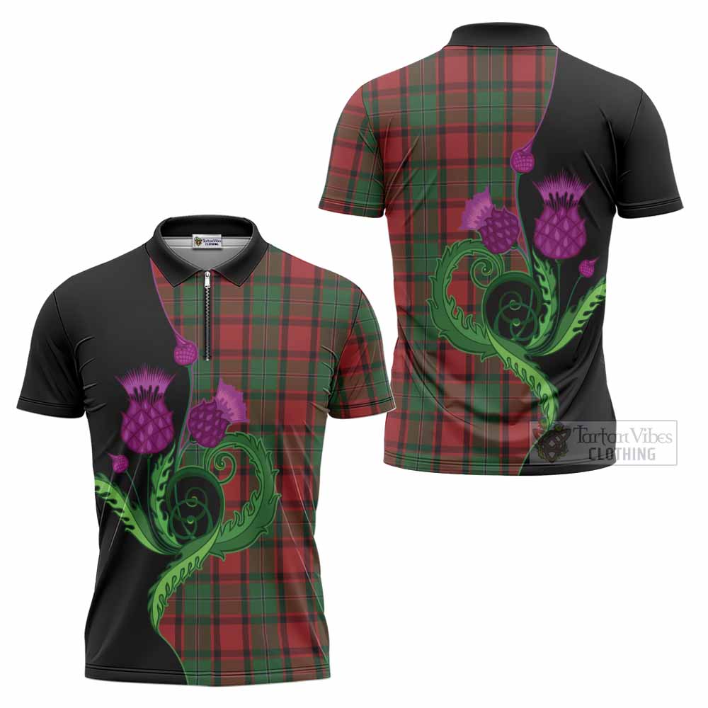 MacPhail (McPhail) Tartan Zipper Polo Shirt Traditional Scottish Thistle