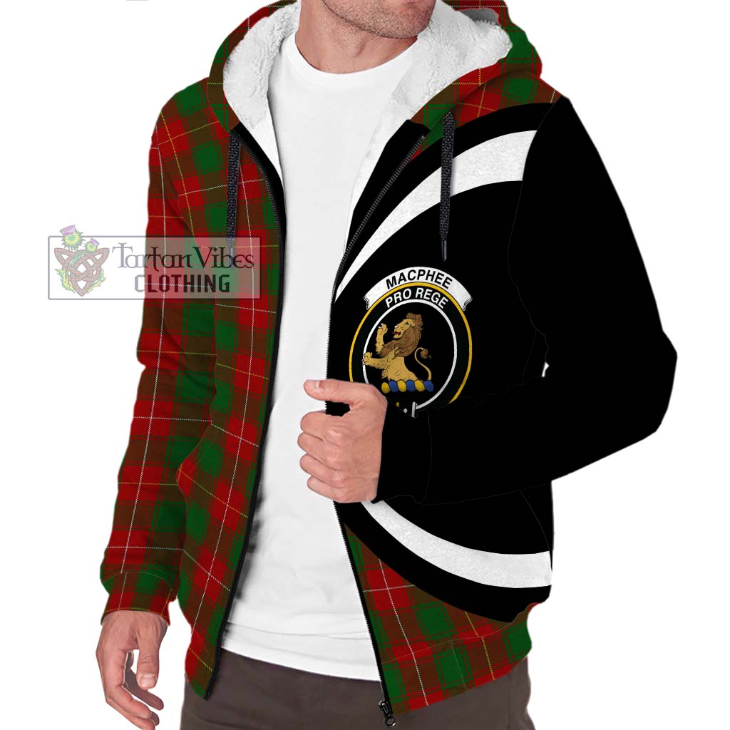 MacPhee (McPhee) Tartan Sherpa Hoodie with Family Crest Circle Style Unisex S - Tartan Vibes Clothing