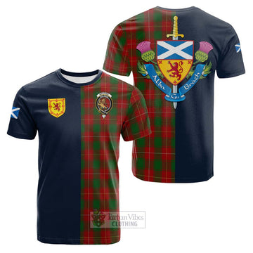Tartan Vibes Clothing MacPhee Tartan Cotton T-shirt with Scottish Lion Royal Arm Half Style