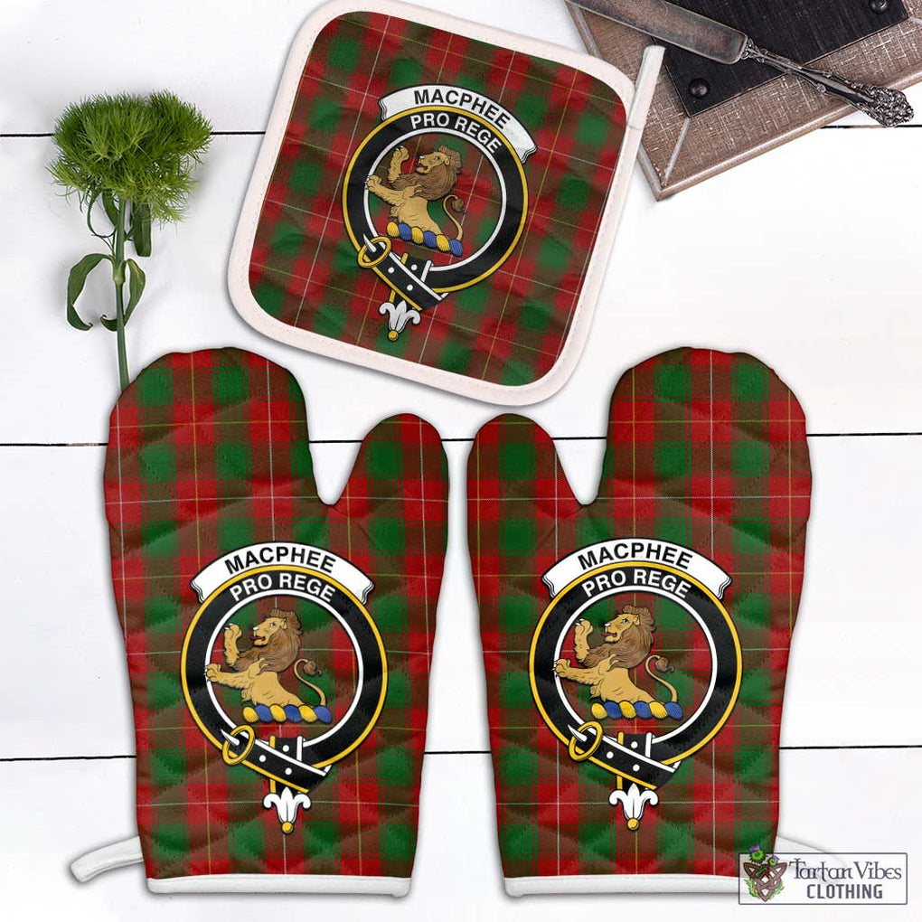 MacPhee (McPhee) Tartan Combo Oven Mitt & Pot-Holder with Family Crest Combo 2 Oven Mitt & 1 Pot-Holder Black - Tartan Vibes Clothing