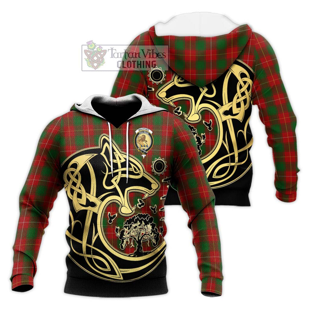 MacPhee (McPhee) Tartan Knitted Hoodie with Family Crest Celtic Wolf Style Unisex Knitted Pullover Hoodie - Tartan Vibes Clothing