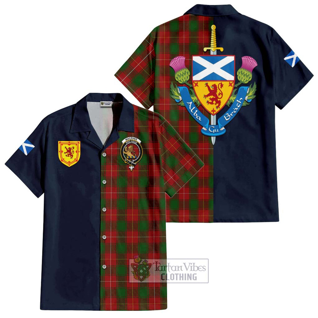 MacPhee (McPhee) Tartan Hawaiian Shirt Alba with Scottish Lion Royal Arm Half Style Kid - Tartan Vibes Clothing