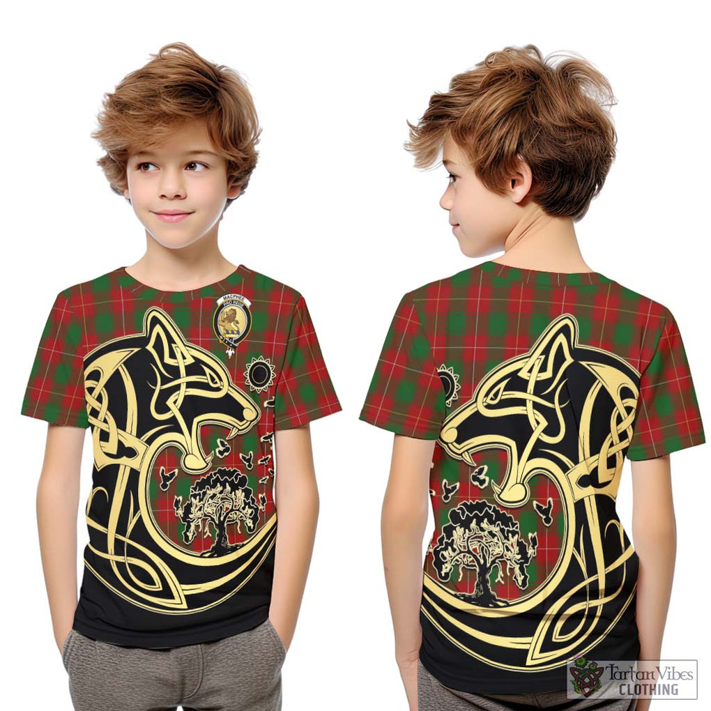 MacPhee (McPhee) Tartan Kid T-Shirt with Family Crest Celtic Wolf Style Youth XL Size14 - Tartan Vibes Clothing