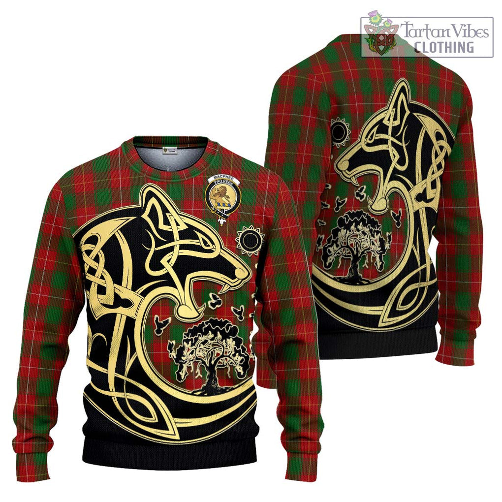 MacPhee (McPhee) Tartan Ugly Sweater with Family Crest Celtic Wolf Style Unisex - Tartan Vibes Clothing