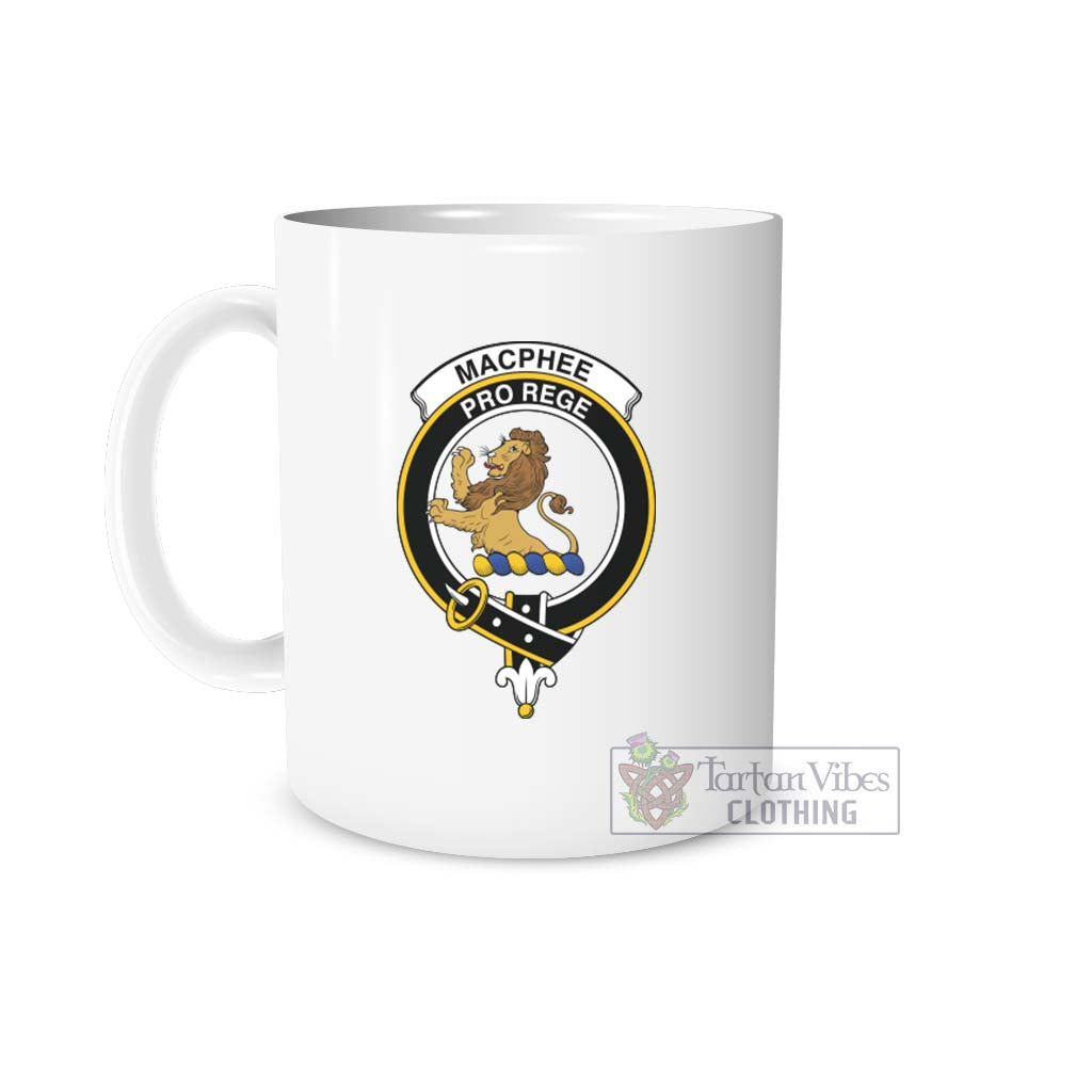 MacPhee (McPhee) Family Crest Ceramic Mug White - 2D-tartanvibesclothing