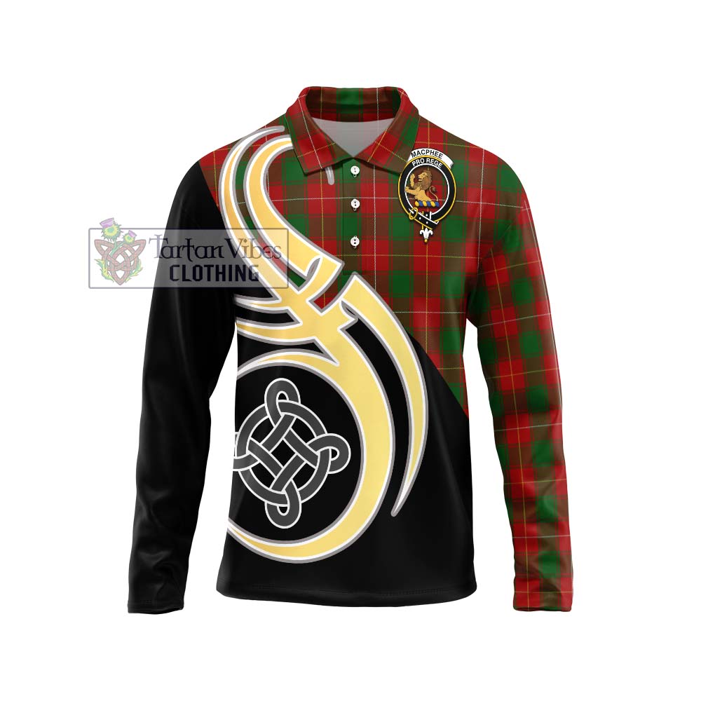 MacPhee (McPhee) Tartan Long Sleeve Polo Shirt with Family Crest and Celtic Symbol Style Unisex - Tartan Vibes Clothing