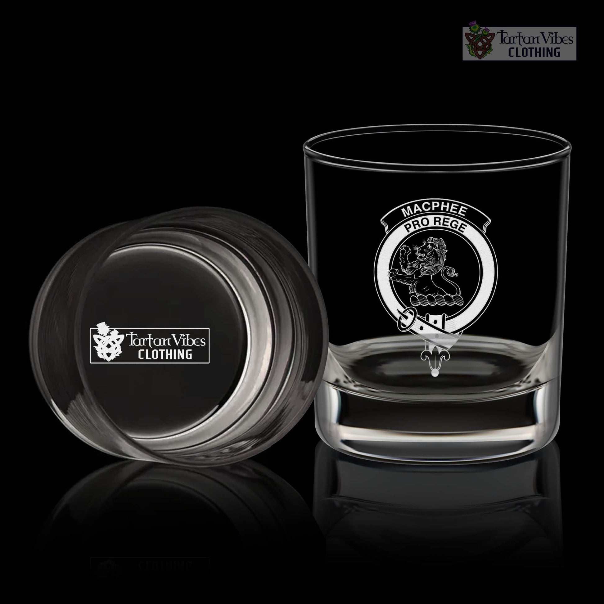 MacPhee (McPhee) Clan Crest Engraved Whiskey Glass One Size Engraved Glass - 2D-tartanvibesclothing