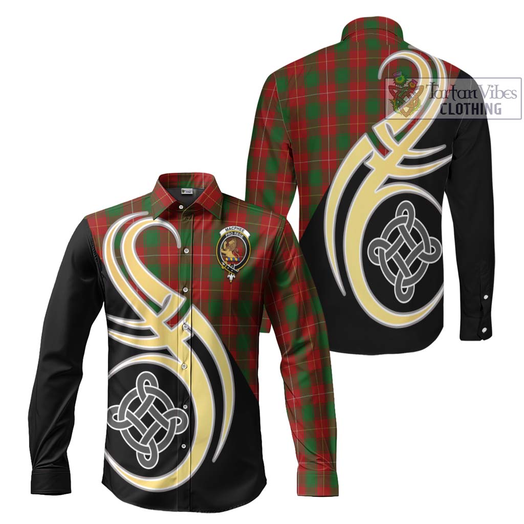MacPhee (McPhee) Tartan Long Sleeve Button Shirt with Family Crest and Celtic Symbol Style Men's Shirt S - Tartan Vibes Clothing