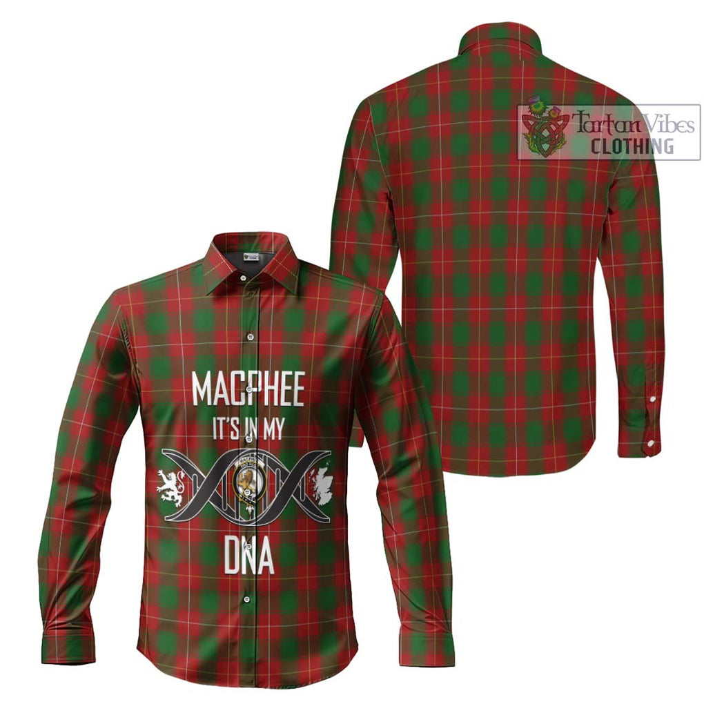 MacPhee (McPhee) Tartan Long Sleeve Button Shirt with Family Crest DNA In Me Style Men's Shirt - Tartanvibesclothing Shop