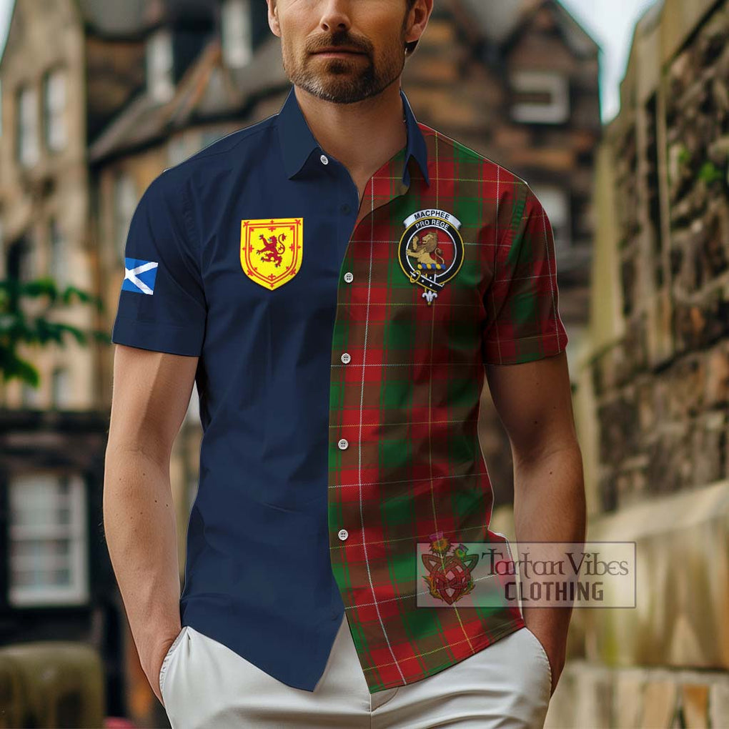 MacPhee (McPhee) Tartan Hawaiian Shirt Alba with Scottish Lion Royal Arm Half Style - Tartan Vibes Clothing