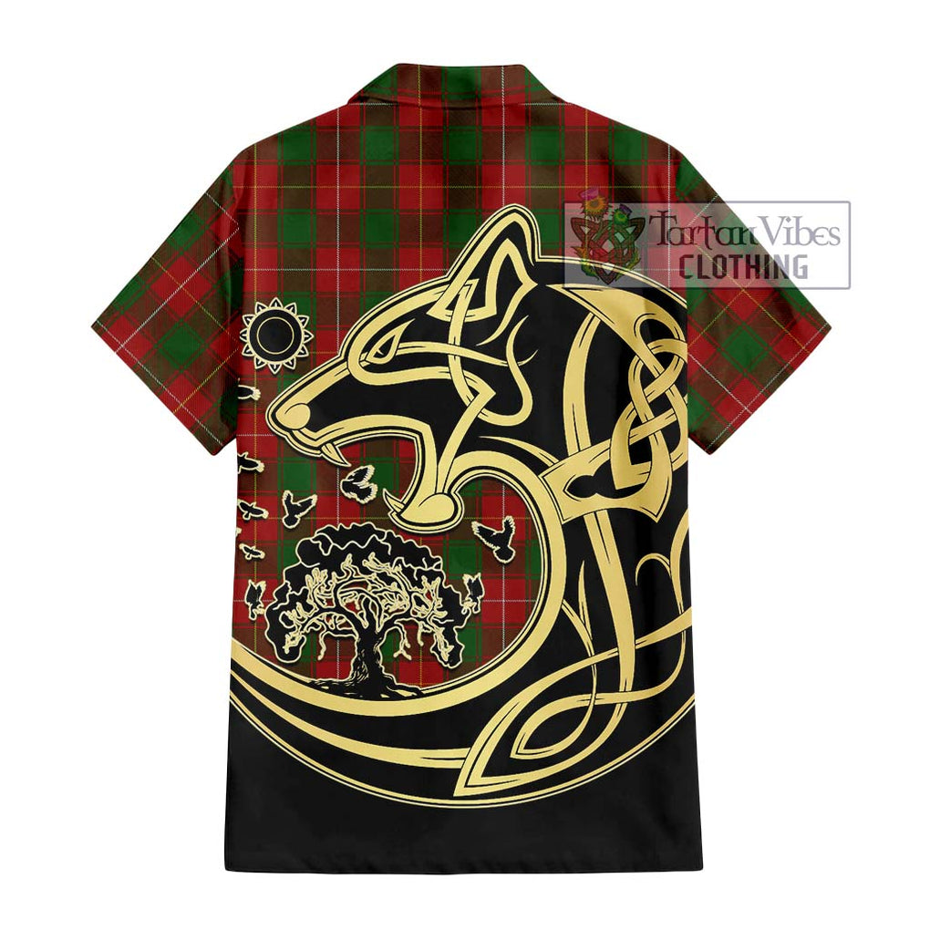MacPhee (McPhee) Tartan Short Sleeve Button Shirt with Family Crest Celtic Wolf Style - Tartan Vibes Clothing