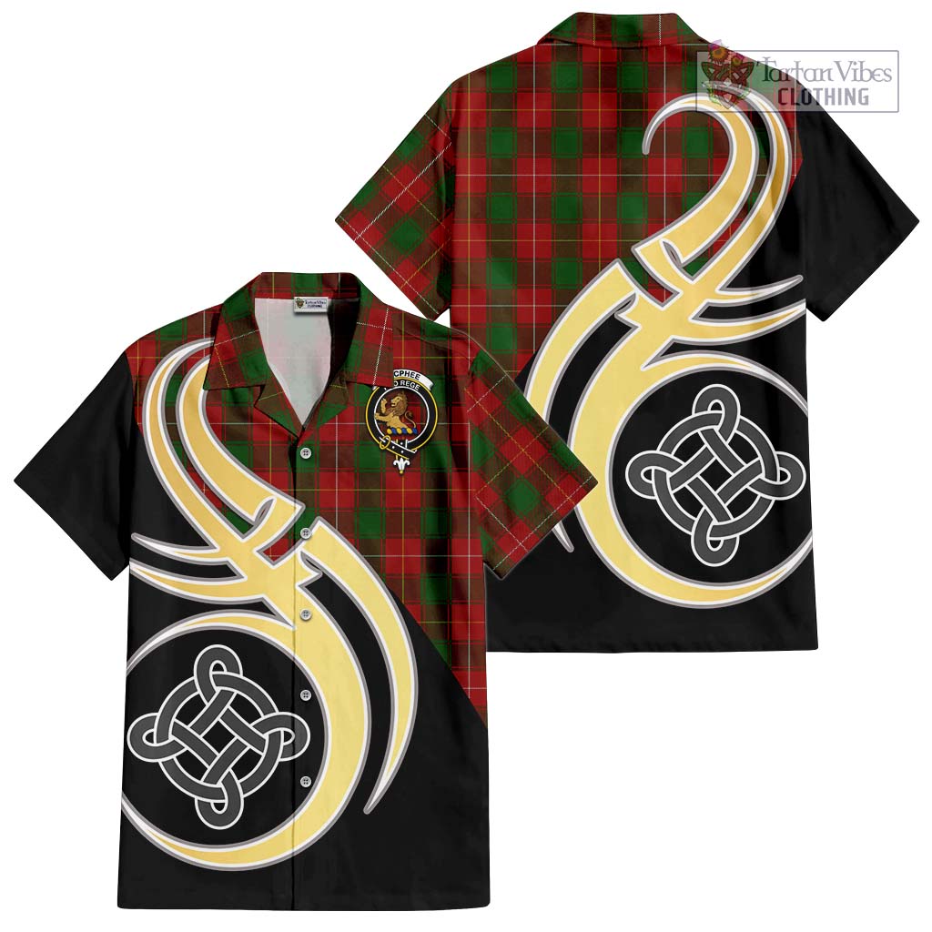 MacPhee (McPhee) Tartan Hawaiian Shirt with Family Crest and Celtic Symbol Style - Tartan Vibes Clothing