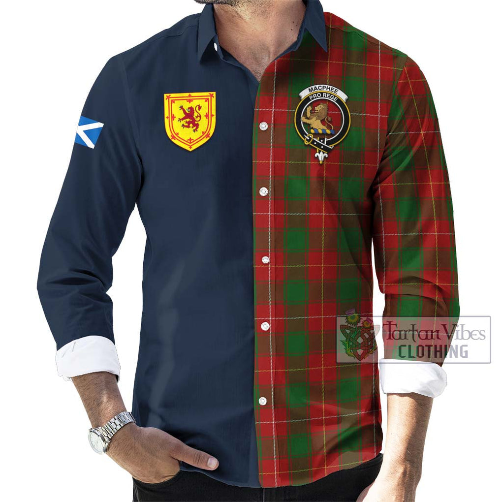 MacPhee (McPhee) Tartan Long Sleeve Button Shirt Alba with Scottish Lion Royal Arm Half Style Men's Shirt - Tartan Vibes Clothing