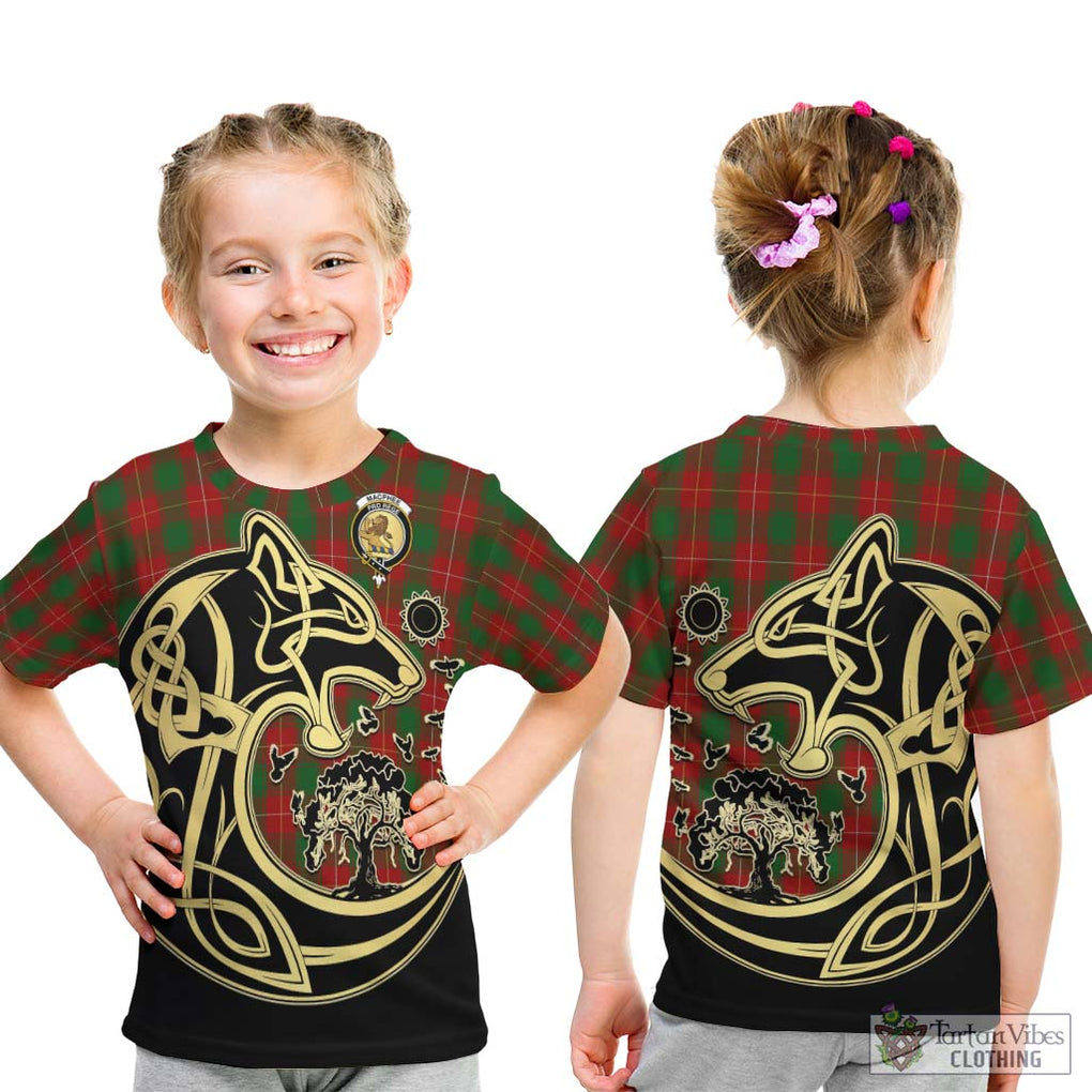 MacPhee (McPhee) Tartan Kid T-Shirt with Family Crest Celtic Wolf Style - Tartan Vibes Clothing