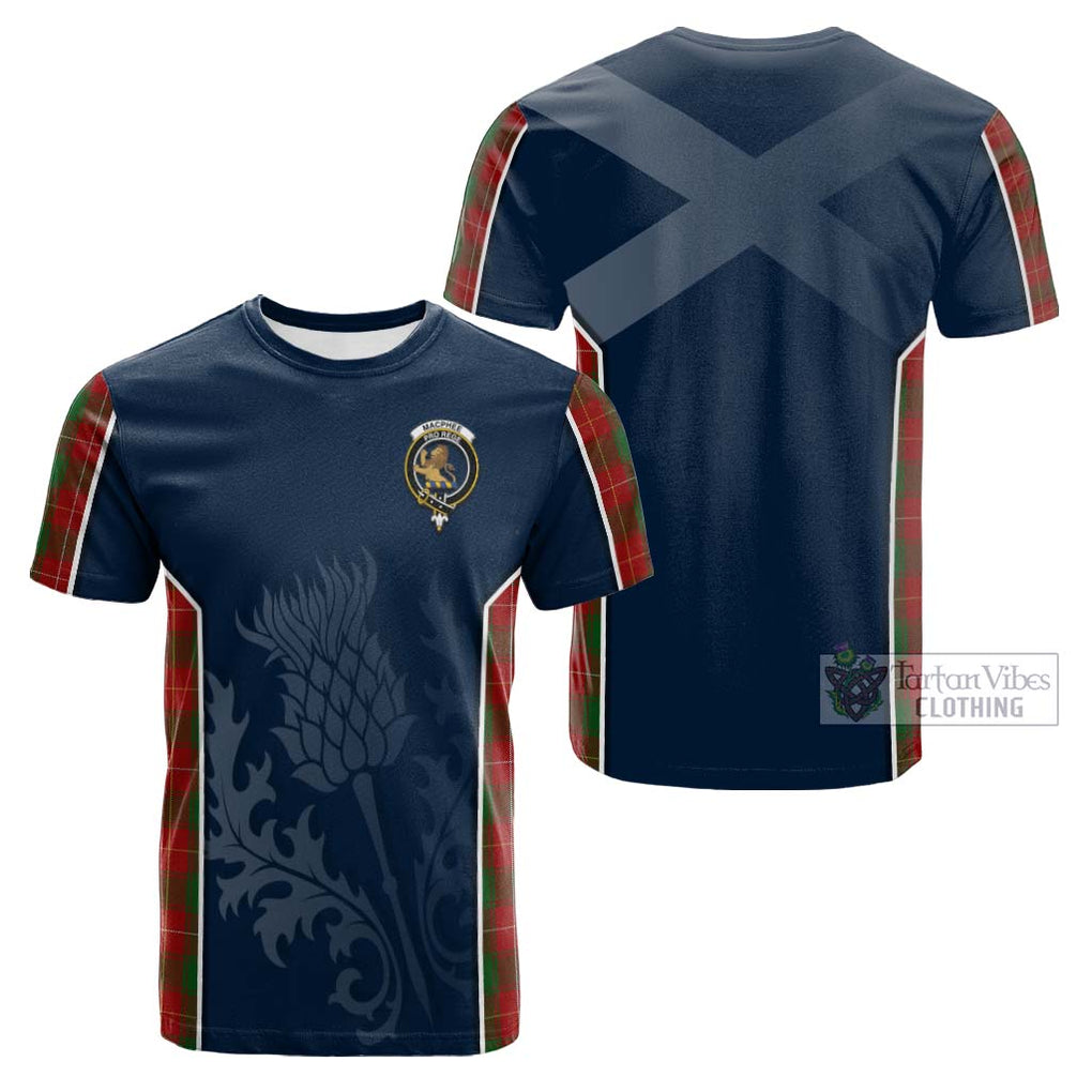 Tartan Vibes Clothing MacPhee Tartan Cotton T-shirt with Family Crest and Scottish Thistle Vibes Sport Style