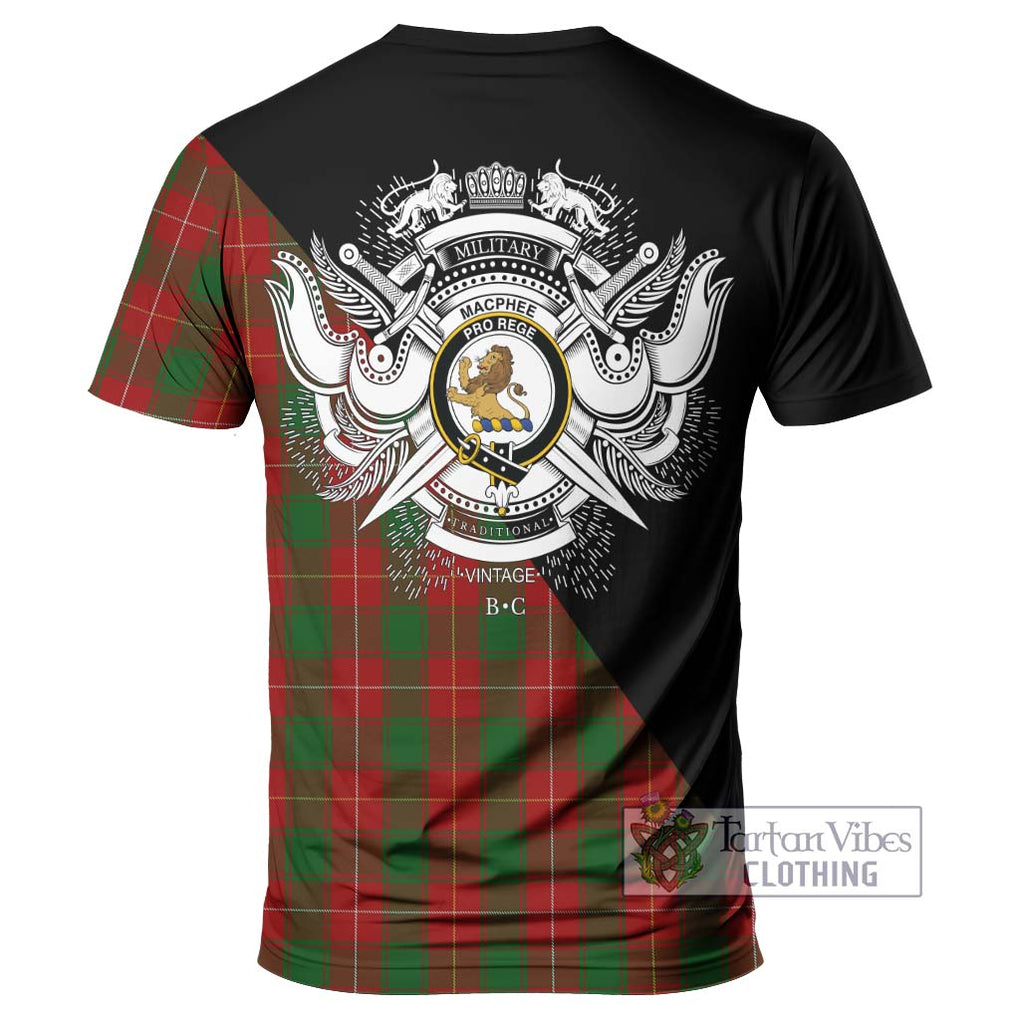 MacPhee (McPhee) Tartan T-Shirt with Family Crest and Military Logo Style - Tartan Vibes Clothing
