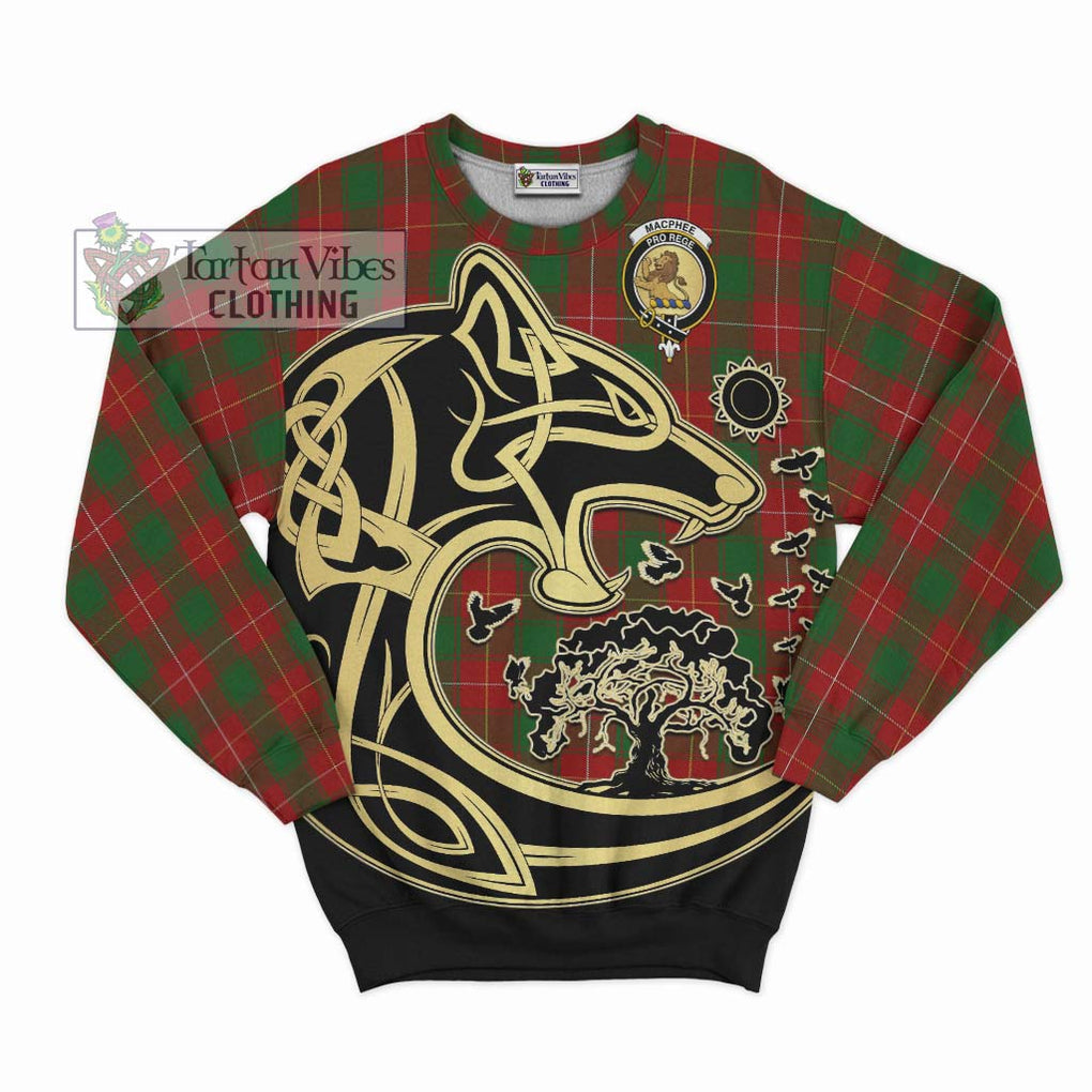 MacPhee (McPhee) Tartan Sweatshirt with Family Crest Celtic Wolf Style - Tartan Vibes Clothing