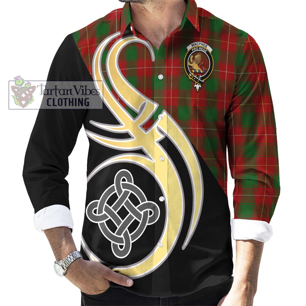 MacPhee (McPhee) Tartan Long Sleeve Button Shirt with Family Crest and Celtic Symbol Style - Tartan Vibes Clothing
