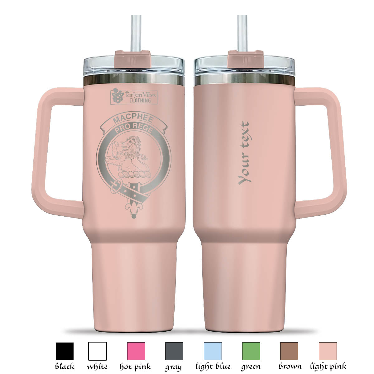 MacPhee (McPhee) Clan Crest Engraved Tumbler with Handle - 2D-tartanvibesclothing