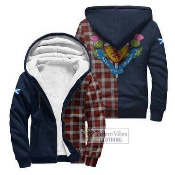 MacPhee Dress Tartan Sherpa Hoodie Alba with Scottish Lion Royal Arm Half Style Unisex S - Tartan Vibes Clothing