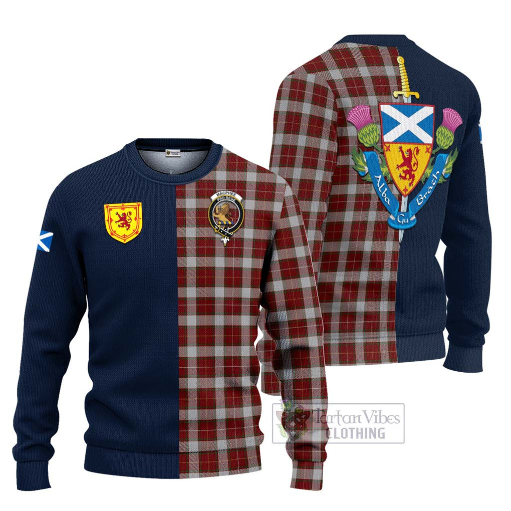 MacPhee Dress Tartan Ugly Sweater Alba with Scottish Lion Royal Arm Half Style Unisex - Tartan Vibes Clothing