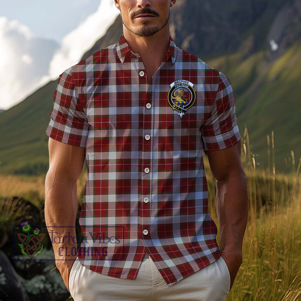 MacPhee Dress Tartan Cotton Hawaiian Shirt with Family Crest Kid - Tartan Vibes Clothing
