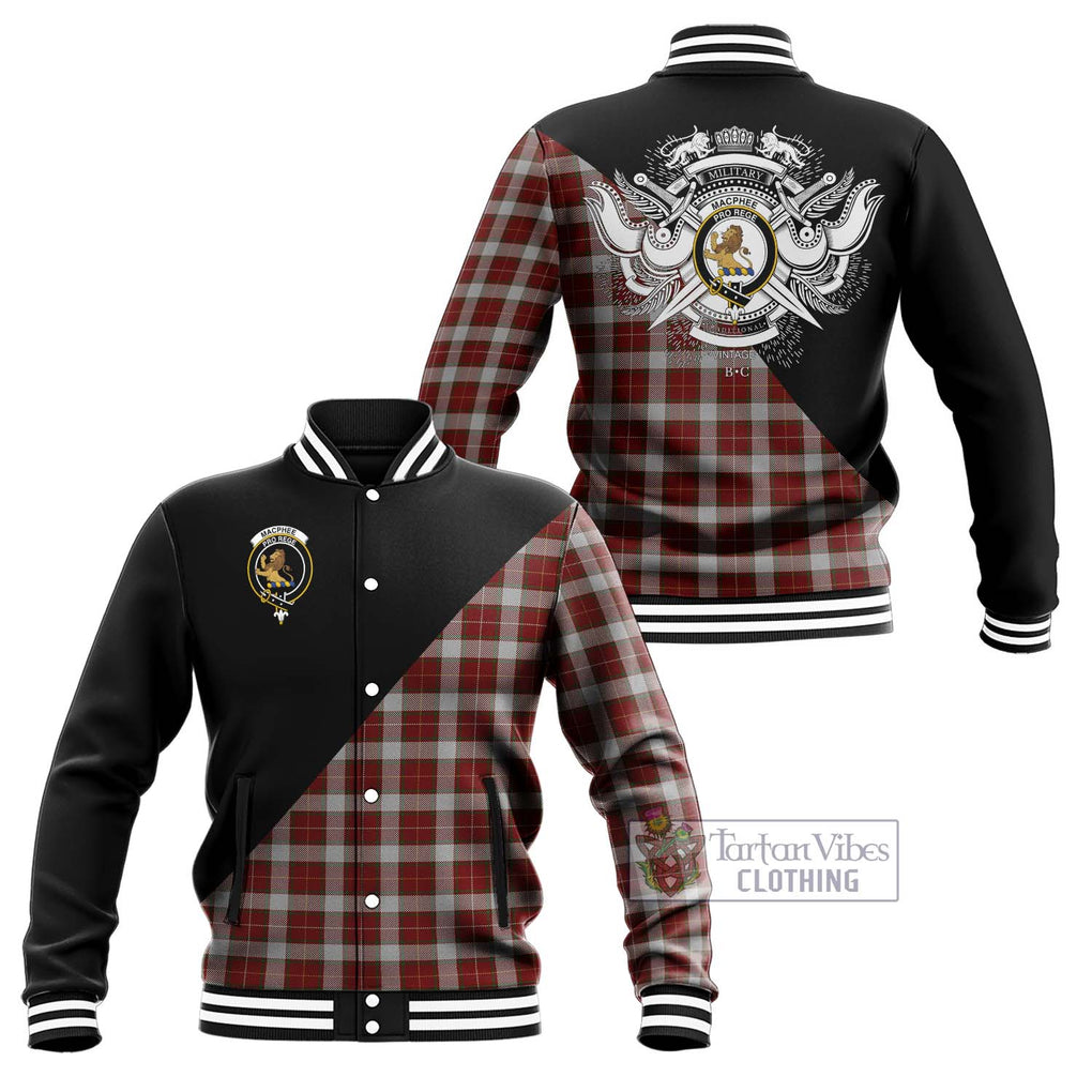 MacPhee Dress Tartan Baseball Jacket with Family Crest and Military Logo Style Unisex - Tartan Vibes Clothing