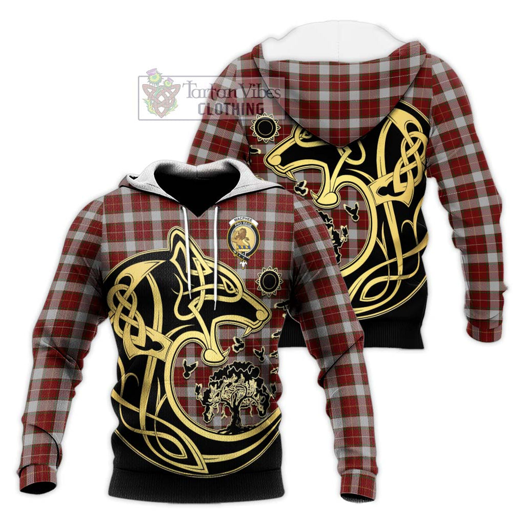 MacPhee Dress Tartan Knitted Hoodie with Family Crest Celtic Wolf Style Unisex Knitted Pullover Hoodie - Tartan Vibes Clothing