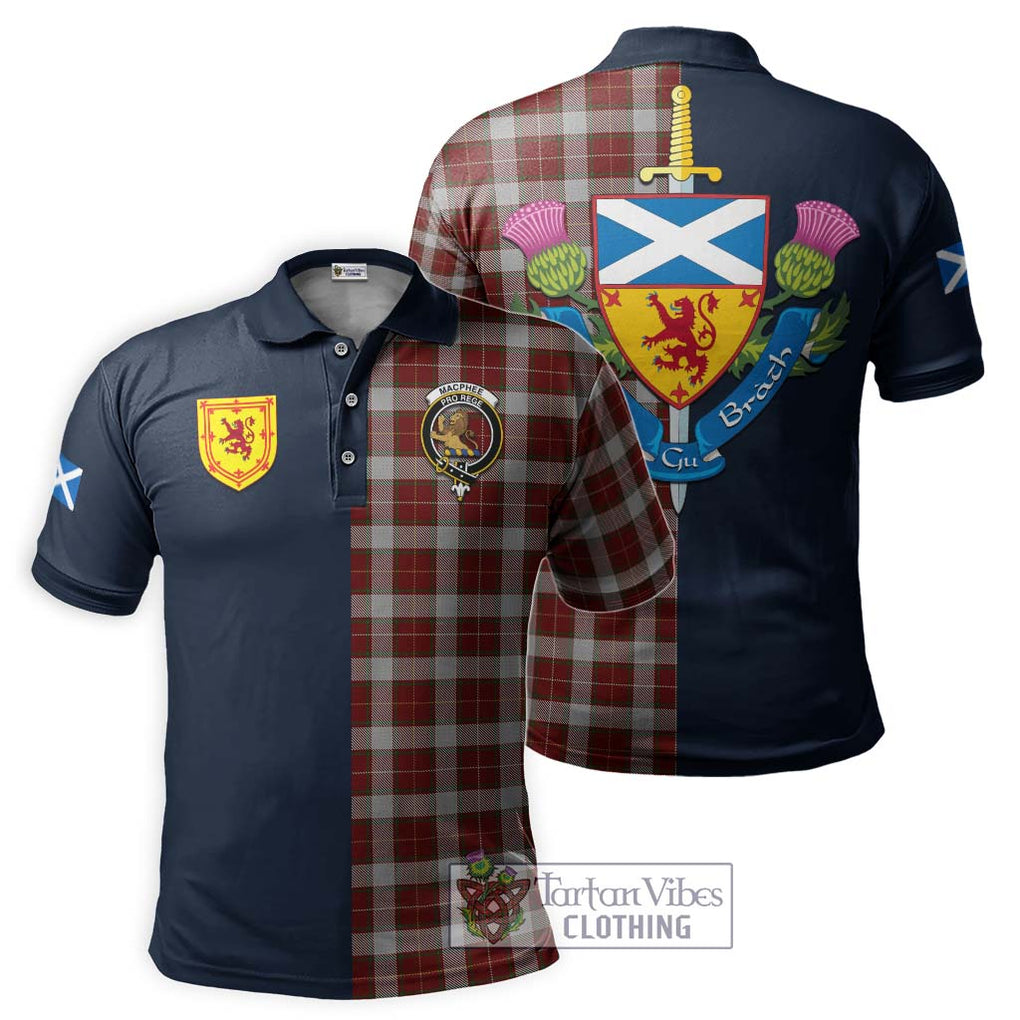 MacPhee Dress Tartan Polo Shirt Alba with Scottish Lion Royal Arm Half Style Kid - Tartan Vibes Clothing