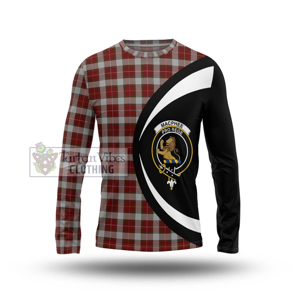 MacPhee Dress Tartan Long Sleeve T-Shirt with Family Crest Circle Style Unisex - Tartan Vibes Clothing