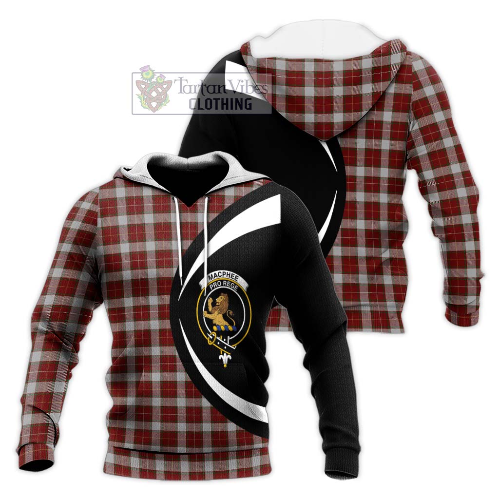 MacPhee Dress Tartan Knitted Hoodie with Family Crest Circle Style Unisex Knitted Pullover Hoodie - Tartan Vibes Clothing