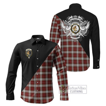 MacPhee Dress Tartan Long Sleeve Button Shirt with Family Crest and Military Logo Style Men's Shirt S - Tartanvibesclothing Shop
