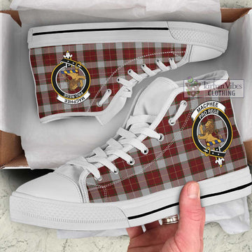 MacPhee Dress Tartan High Top Shoes with Family Crest Kid High Top - White Sole - Tartan Vibes Clothing