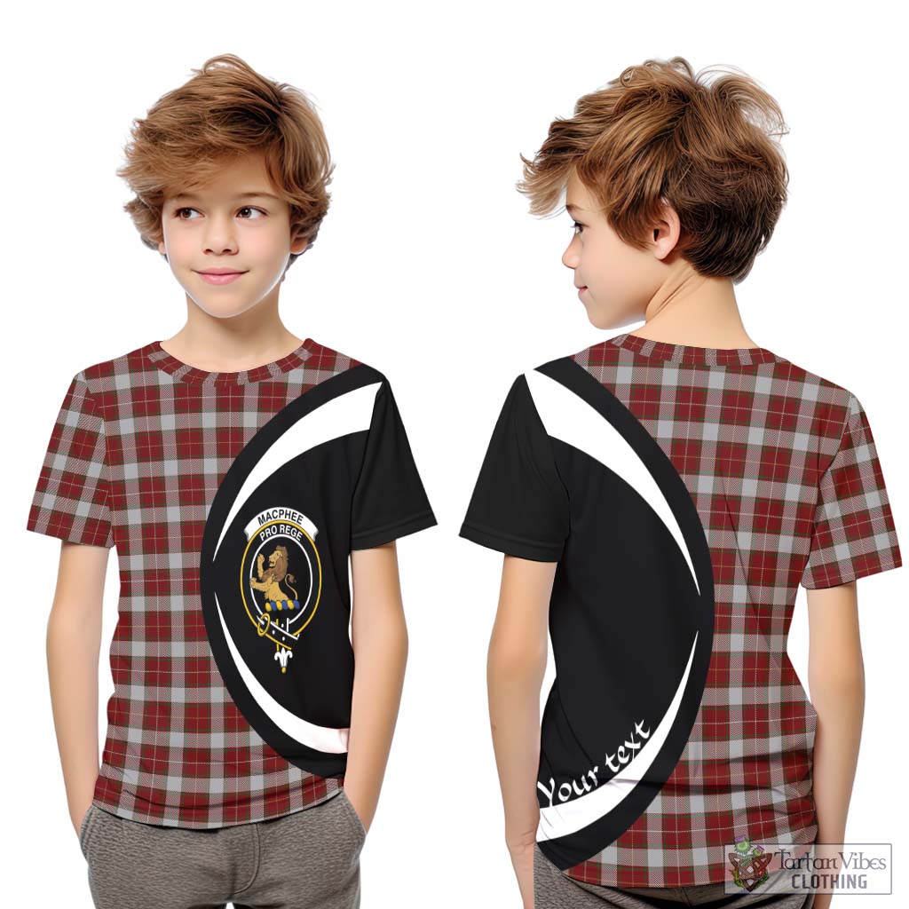 MacPhee Dress Tartan Kid T-Shirt with Family Crest Circle Style Youth XL Size14 - Tartan Vibes Clothing