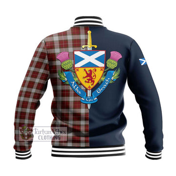 MacPhee Dress Tartan Baseball Jacket Alba with Scottish Lion Royal Arm Half Style - Tartan Vibes Clothing