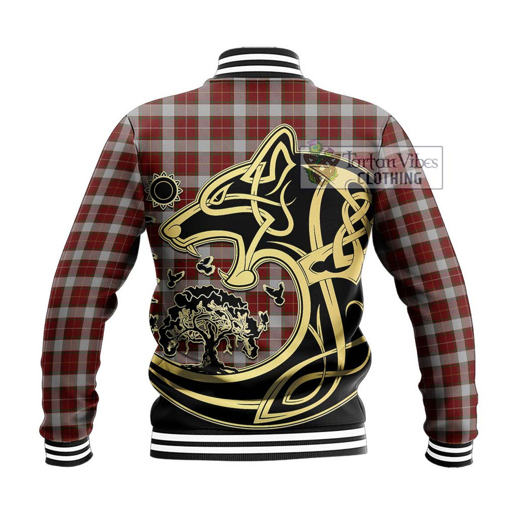 MacPhee Dress Tartan Baseball Jacket with Family Crest Celtic Wolf Style - Tartan Vibes Clothing