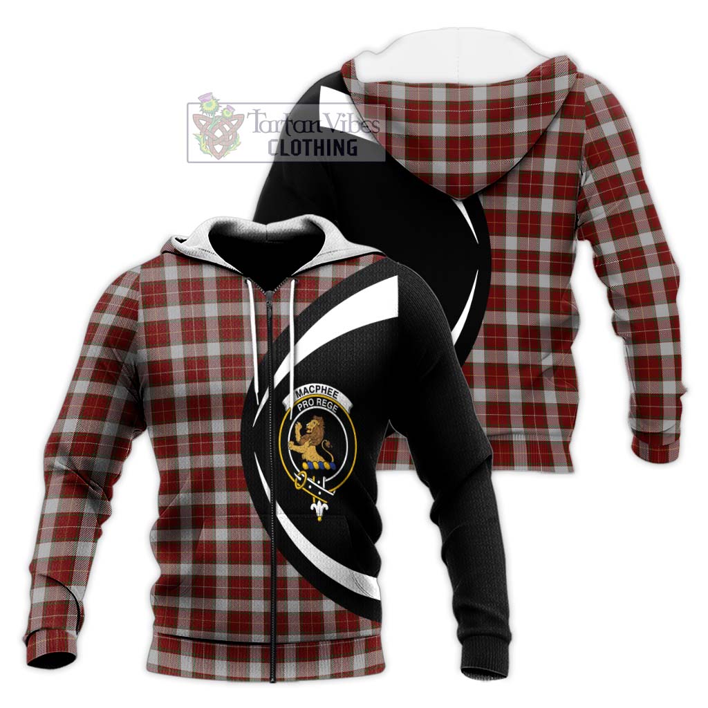 MacPhee Dress Tartan Knitted Hoodie with Family Crest Circle Style Unisex Knitted Zip Hoodie - Tartan Vibes Clothing