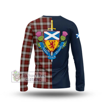 MacPhee Dress Tartan Long Sleeve T-Shirt Alba with Scottish Lion Royal Arm Half Style - Tartan Vibes Clothing